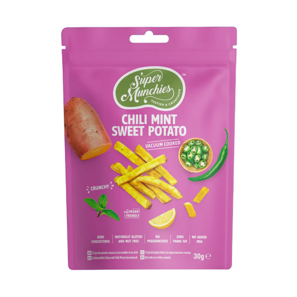 Super Munchies Chipsy Vacuum Cooked Batat Chili Mięta 30 g - Chipsy warzywne - Super Munchies - Sklep Fit-Land - Kup na www