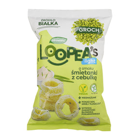 Loopea's Light Chrupki z grochu Śmietanka z Zieloną Cebulką 50 g - Chrupki - Loopea's - Sklep Fit-Land - Kup na www