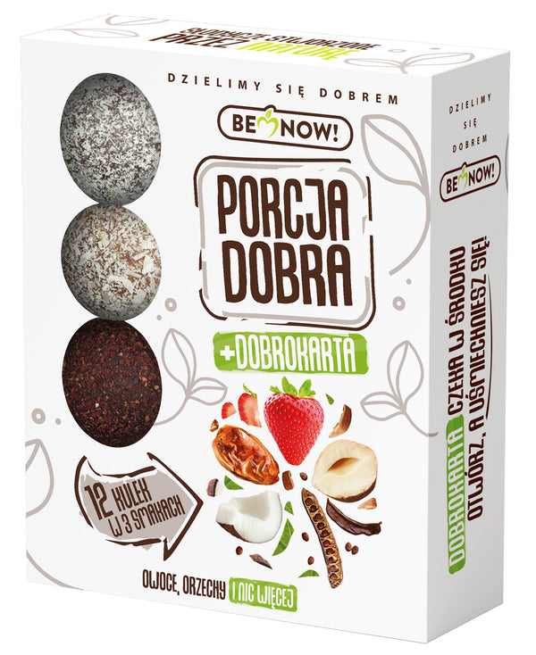Porcja Dobra Kulki mocy owocowo-orzechowe o 3 smakach 144 g - Kulki mocy - Porcja Dobra - Sklep Fit-Land - Kup na www