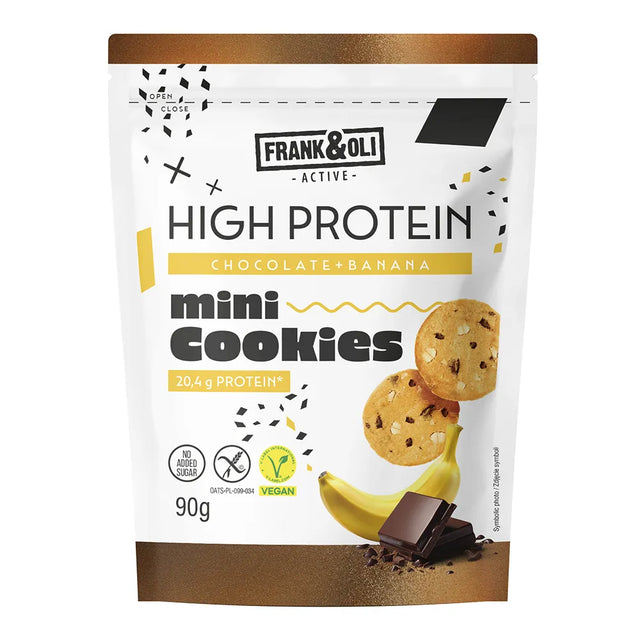 Frank&Oli Mini ciasteczka proteinowe Czekolada i Banan 90 g - Ciastka i wafelki - Frank&Oli - Sklep Fit-Land - Kup na www.fit-land.eu