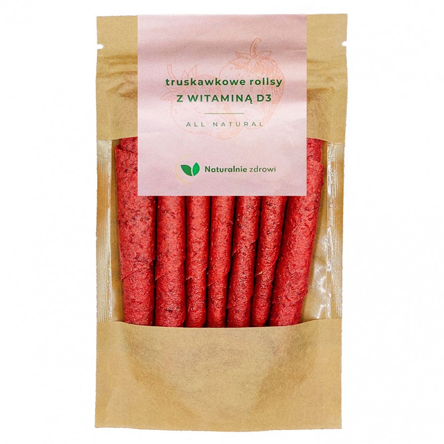 Naturalnie Zdrowi Rollsy Truskawkowe z Witaminą D3 50 g - - Naturalnie Zdrowi - Sklep Fit-Land - Kup na www
