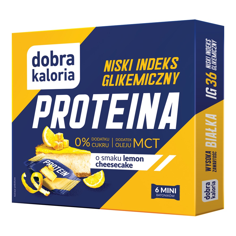 Dobra Kaloria Mini Batoniki proteinowe Lemon Cheesecake 102 g Niski IG, MCT - Mini batoniki - Kubara Sp