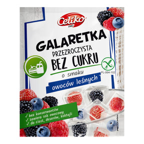 Celiko Galaretka Bez Cukru PRZEZROCZYSTA o smaku owoców leśnych 14 g - Galaretki - Celiko - Sklep Fit-Land - Kup na www