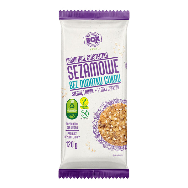 ZPC BOX Ciasteczka Sezamowe Siemie Lniane i Płatki Jaglane 120 g - Ciasteczka - ZPC BOX - Sklep Fit-Land - Kup na www