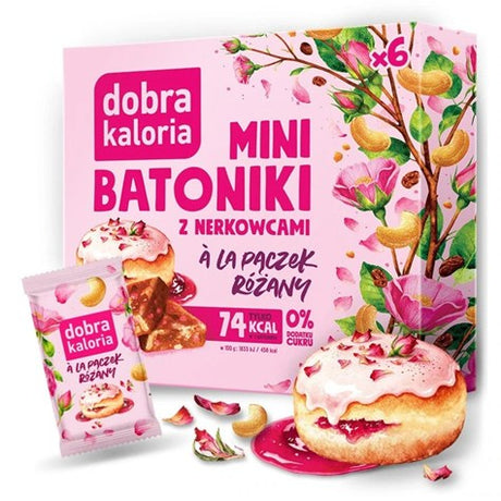 Dobra Kaloria Mini batoniki z nerkowcami a'la Pączek Różany 102 g - Mini batoniki - Kubara Sp