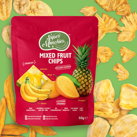 Super Munchies Chipsy Vacuum Cooked Mixed Fruit 60 g - - Sklep Fit-Land - Sklep Fit-Land - Kup na www