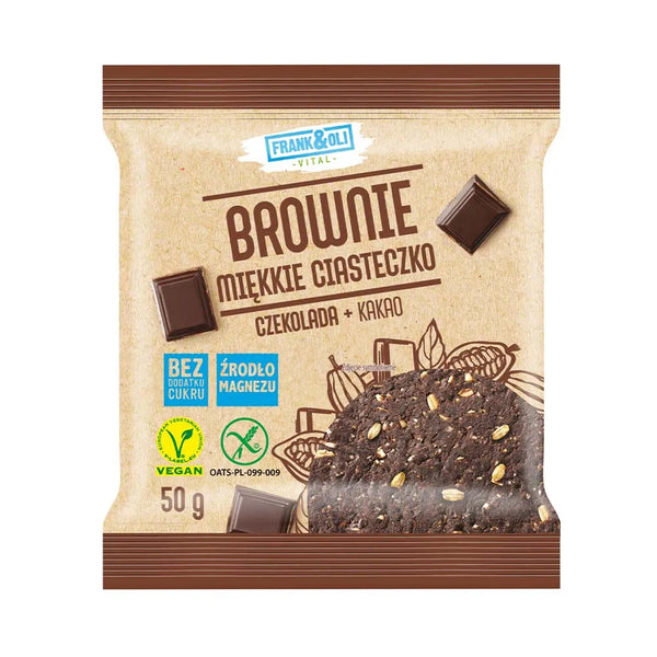 Frank&Oli Ciasteczko Brownie Czekolada i Kakao 50 g - Ciasteczka - Frank&Oli - Sklep Fit-Land - Kup na www