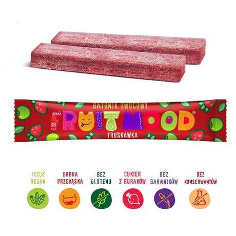FRUIT MOOD Batonik owocowy Truskawka 20 g - - Sklep Fit-Land - Sklep Fit-Land - Kup na www