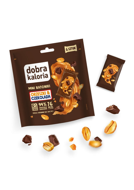 Dobra Kaloria Mini batoniki daktylowe Orzeszki i Czekolada 108 g - Mini batoniki - Dobra Kaloria - Sklep Fit-Land - Kup na www