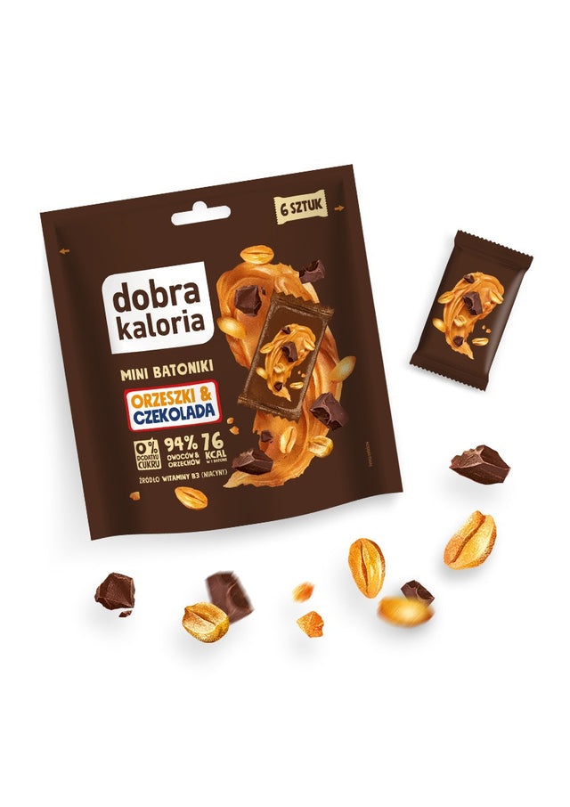 Dobra Kaloria Mini batoniki daktylowe Orzeszki i Czekolada 108 g - Mini batoniki - Kubara Sp. z o.o. - Sklep Fit-Land - Kup na www.fit-land.eu