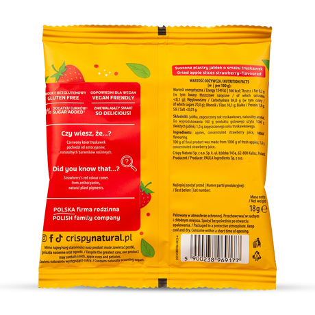 CRISPY NATURAL Jabłko o smaku truskawek - Suszone chipsy z jabłek - Suszone chipsy - Crispy Natural - Sklep Fit-Land - Kup na www