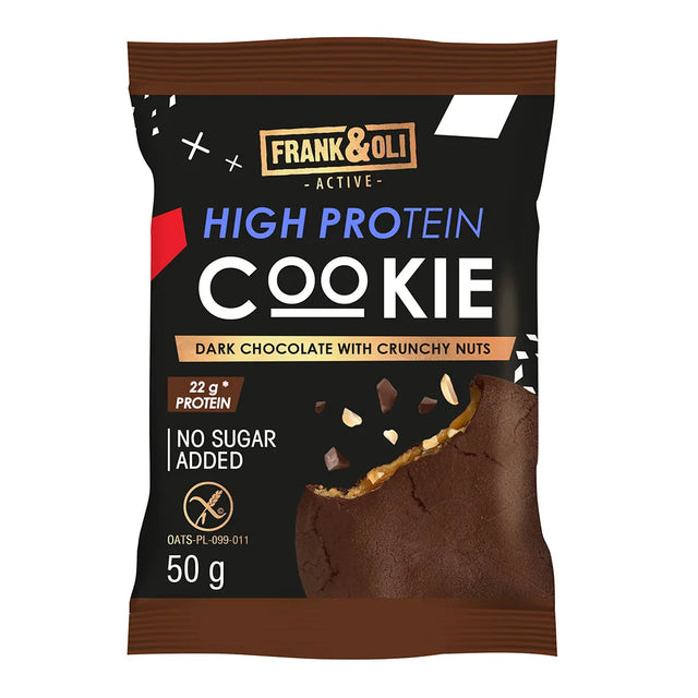 Frank&Oli Ciasteczko proteinowe Ciemna Czekolada z Orzechami 50 g - Ciasteczko - Frank&Oli - Sklep Fit-Land - Kup na www.fit-land.eu