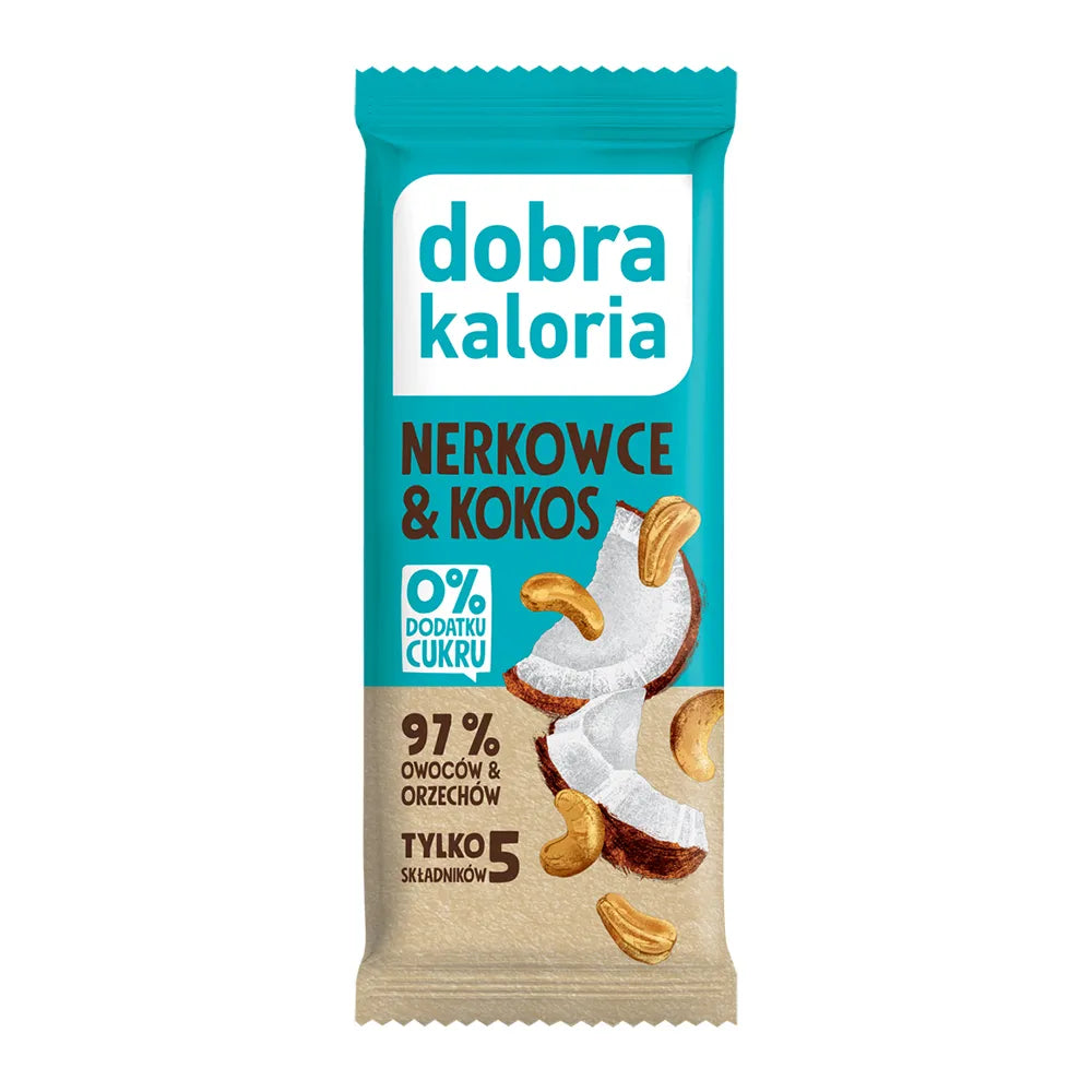 Dobra Kaloria Baton daktylowy Nerkowce i Kokos 35 g - Batony owocowe - Kubara Sp