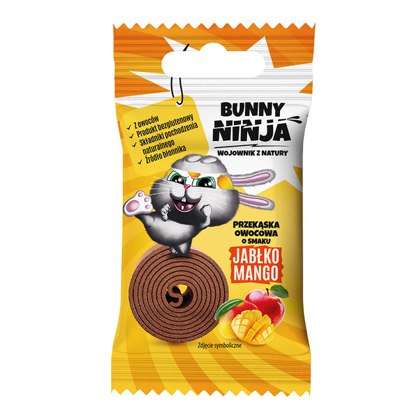 BUNNY NINJA Przekąska owocowa FRUIT ROLLS o smaku Jabłko Mango 15 g - Przekąski owocowe - BUNNY NINJA - Sklep Fit-Land - Kup na www