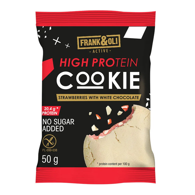 Frank&Oli Ciasteczko proteinowe Truskawka z Białą Czekoladą 50 g - Ciasteczko - Frank&Oli - Sklep Fit-Land - Kup na www.fit-land.eu