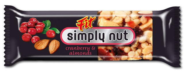 Fit Simply Nut Baton orzechowy Żurawina i migdały 35 g - Baton orzechowy - Usovsko Food - Sklep Fit-Land - Kup na www.fit-land.eu