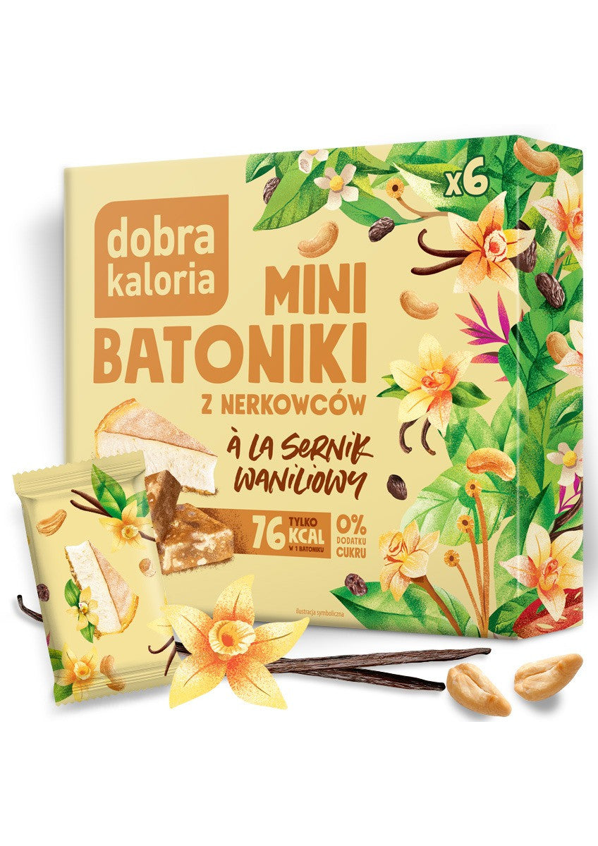 Dobra Kaloria Mini batoniki z nerkowców Sernik Waniliowy 102 g - Mini batoniki - Kubara Sp