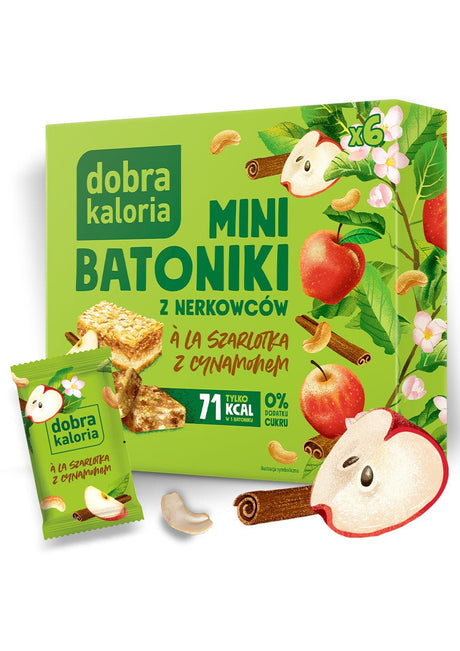 Dobra Kaloria Mini batoniki z nerkowców Szarlotka z Cynamonem 102 g - Mini batoniki - Dobra Kaloria - Sklep Fit-Land - Kup na www