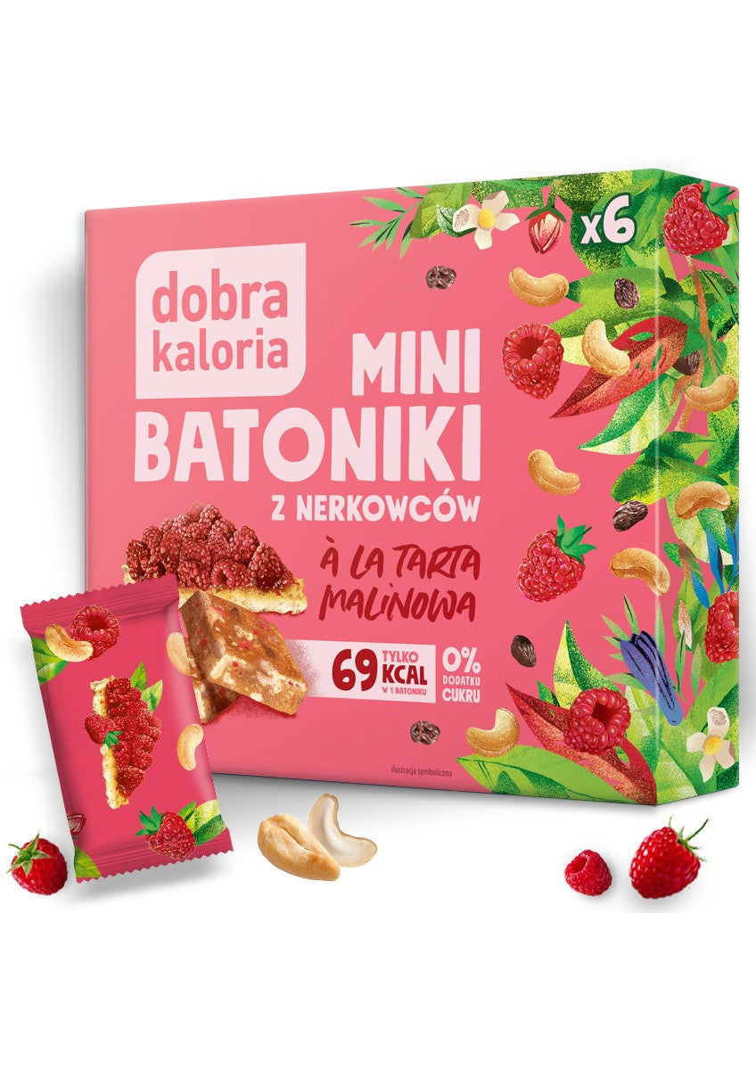 Dobra Kaloria Mini batoniki z nerkowców Tarta Malinowa 102 g - Mini batoniki - Kubara Sp