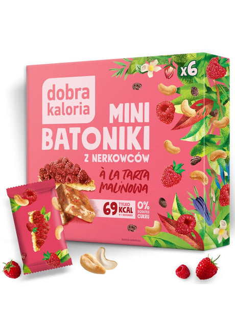 Dobra Kaloria Mini batoniki z nerkowców Tarta Malinowa 102 g - Mini batoniki - Kubara Sp