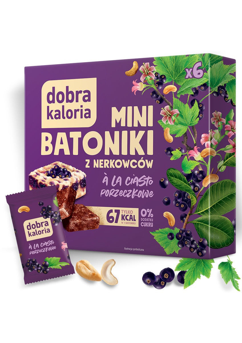 Dobra Kaloria Mini batoniki z nerkowców Ciasto Porzeczkowe 108 g - Mini batoniki - Kubara Sp