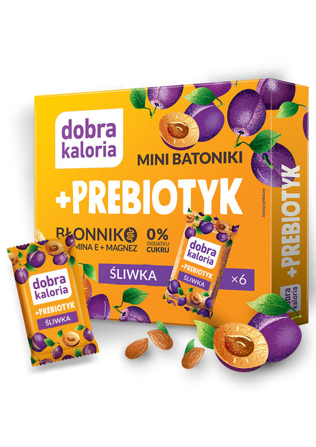 Dobra Kaloria Mini batoniki daktylowe Śliwka Prebiotyk 102 g - Mini batoniki - Kubara Sp