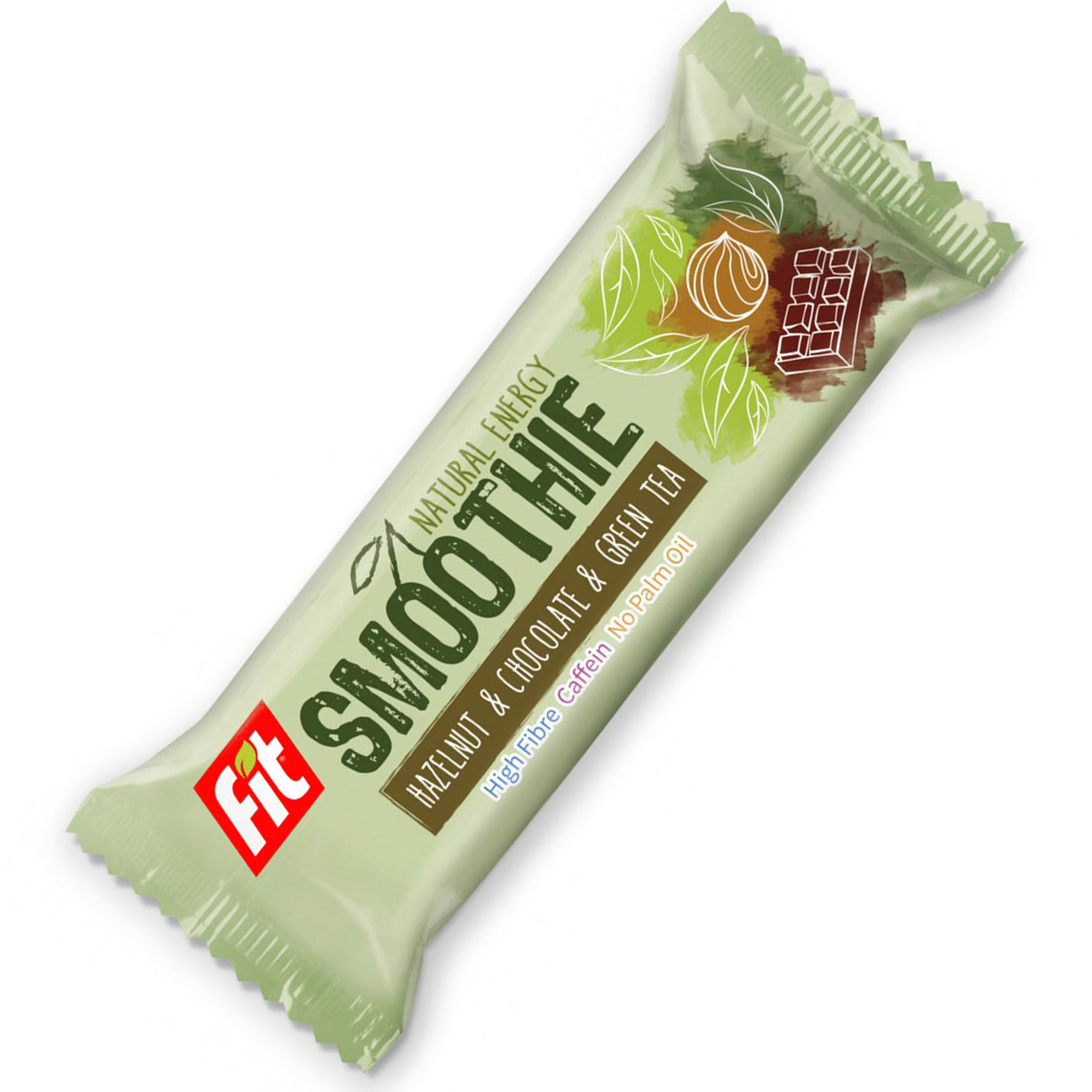 Fit SMOOTHIE Baton owocowo-orzechowy orzechy laskowe, czekolada, kofeina i zielona herbata 32 g
